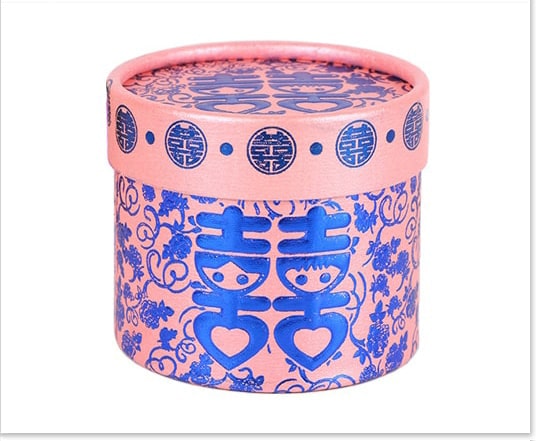 Chinese Wedding Favor Box with Blue Foil Stamping